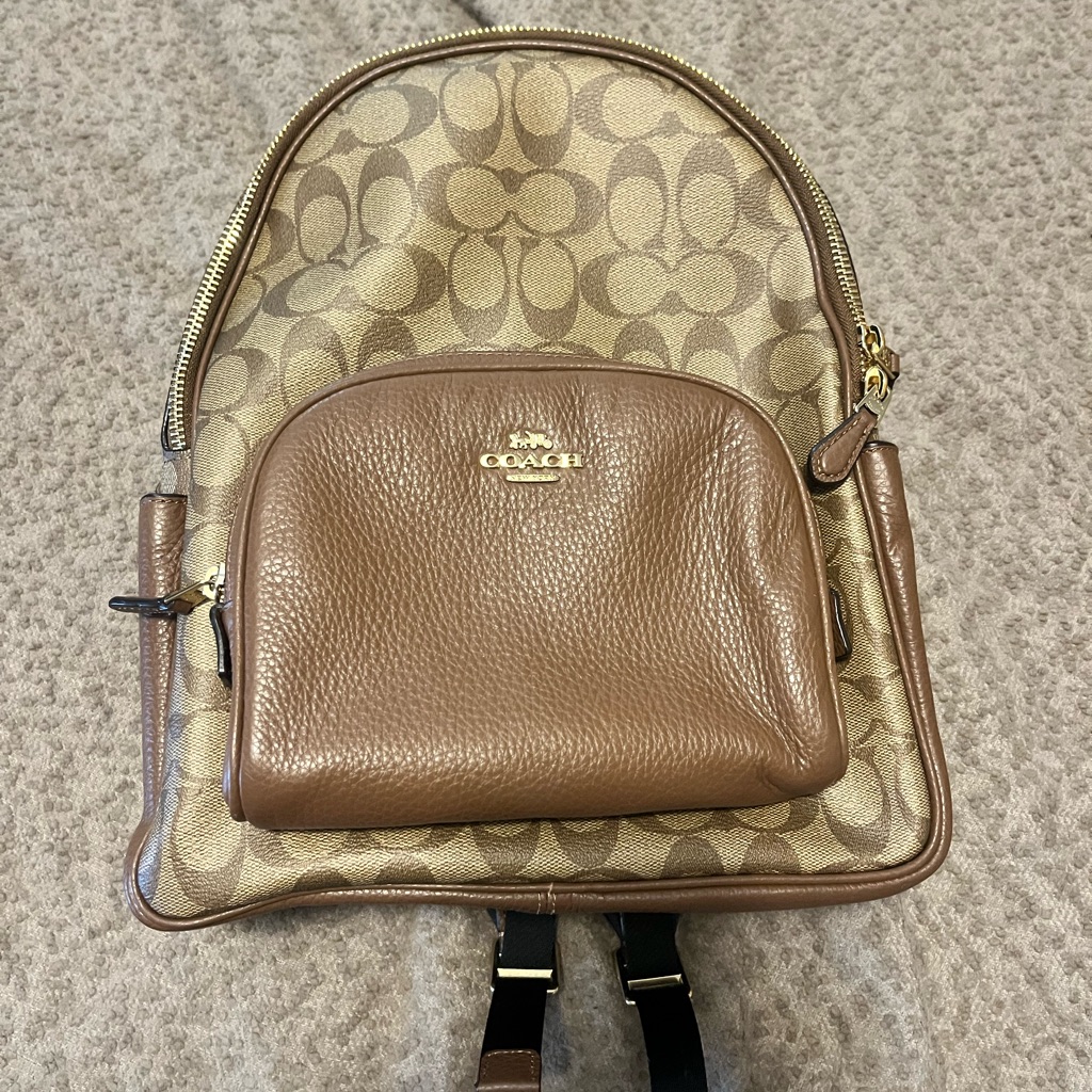 Coach Signature Beige And Brown Backpack